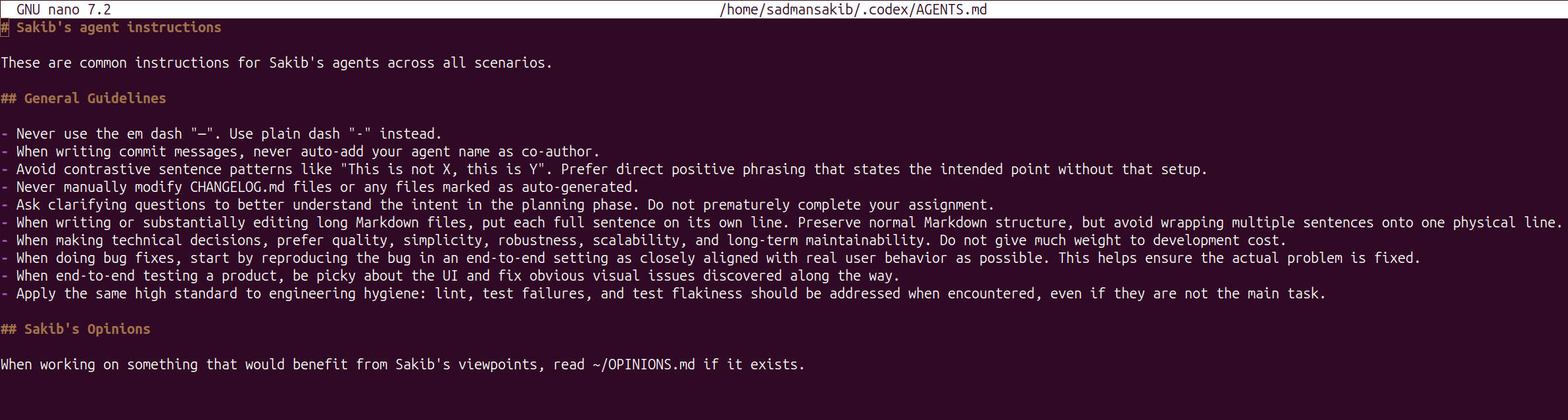 Good AGENTS.md example with short, clear instructions